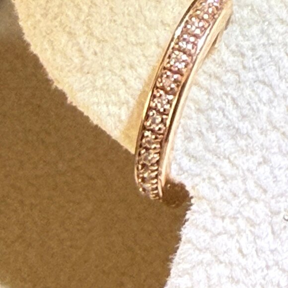 14k Rose Gold Diamond Pavé Hoop Earrings - Picture 4 of 11